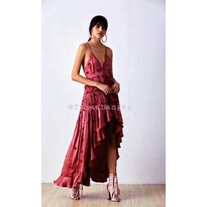 NWT Rococo Sand Nana Star-embellished Silk Maxi Dress S Small Onion Pink